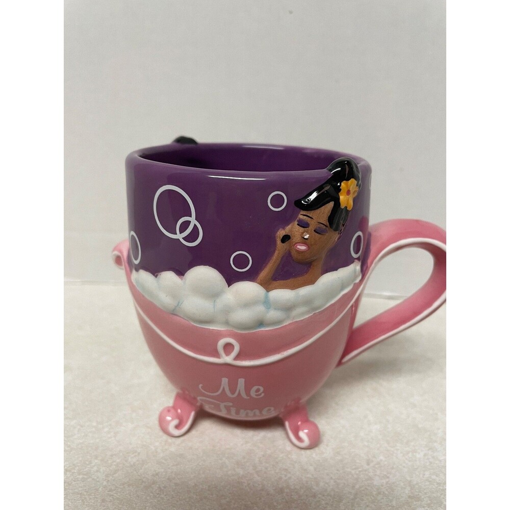 Alece Birnbach 3-D  '' ME TIME'' Ceramic Mug 16 oz. Bubble Bath Drink